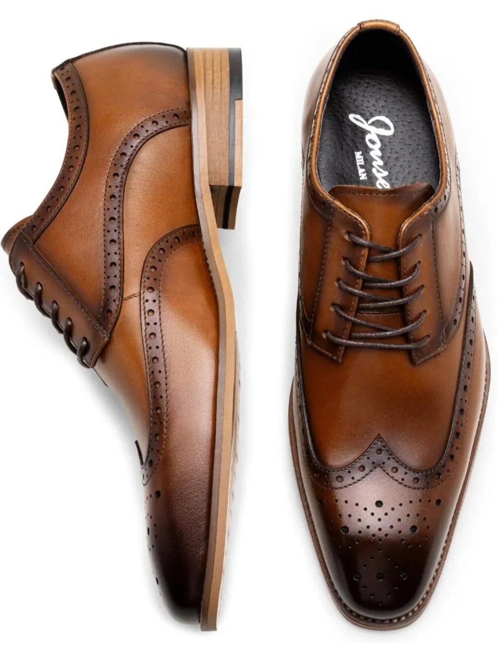 Men's Brown Lace LaTeX Insoles Classic Oxford Business Formal Dress Shoes